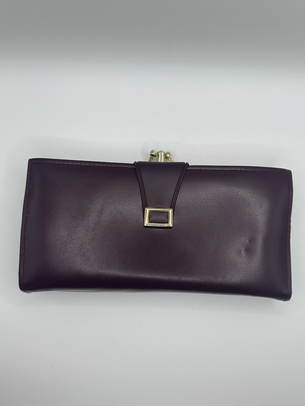 Vintage Burgundy Kiss Lock Wallet | Unused NOS Style Ladies Clutch Wallet | Gold